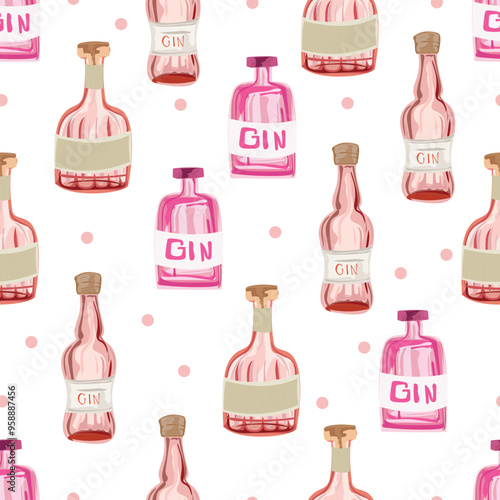 Gin seamless pattern background.
