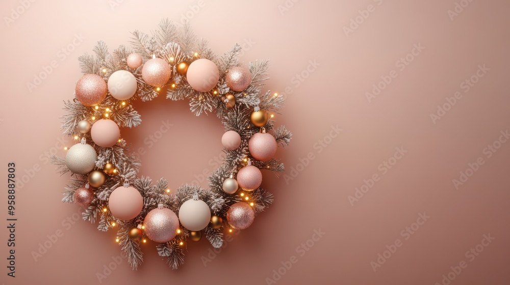 Minimalist Christmas Wreath with Paper Ornaments and Lights Minimalist Christmas Wreath with Paper Ornaments and Lights