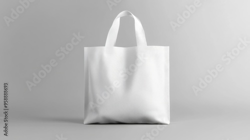 White Reusable Tote Bag on Gray Background