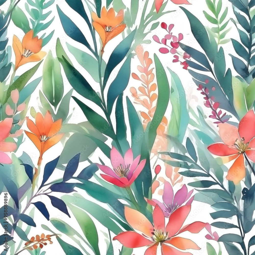 Watercolor botanical background frame Watercolor botanical background frame
