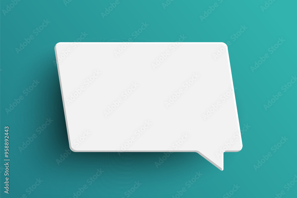 White rectangle speech bubble on green background White rectangle speech bubble on green background