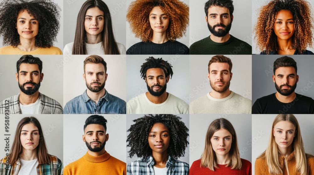 Mosaic of Diverse Faces and Expressions in a Vibrant Arrangement Mosaic of Diverse Faces and Expressions in a Vibrant Arrangement