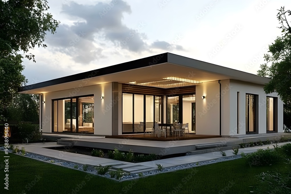 Modern Minimalist House Design with Large Windows and Deck Modern Minimalist House Design with Large Windows and Deck