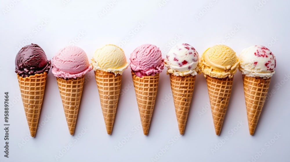 Variety of Ice Cream Cones Variety of Ice Cream Cones