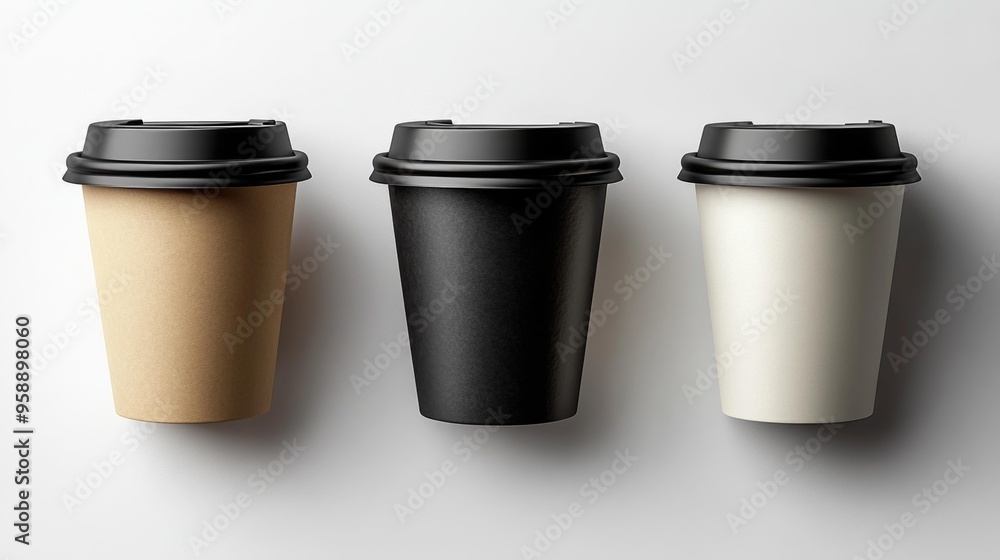 Minimalist Takeaway Coffee Cups in Neutral Tones Generative AI Minimalist Takeaway Coffee Cups in Neutral Tones Generative AI