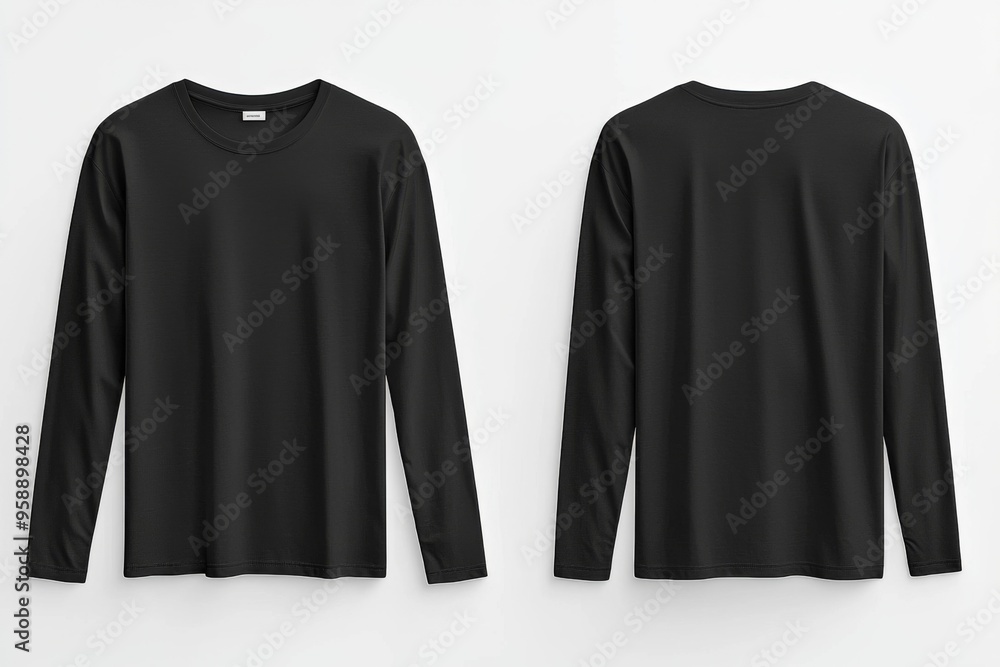 Black long sleeve tshirt mockup isolated created with Generative AI Black long sleeve tshirt mockup isolated created with Generative AI