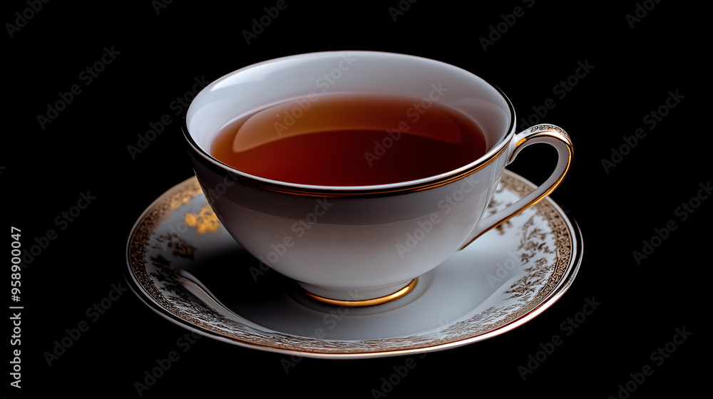 cup of tea isolated on black background cup of tea isolated on black background