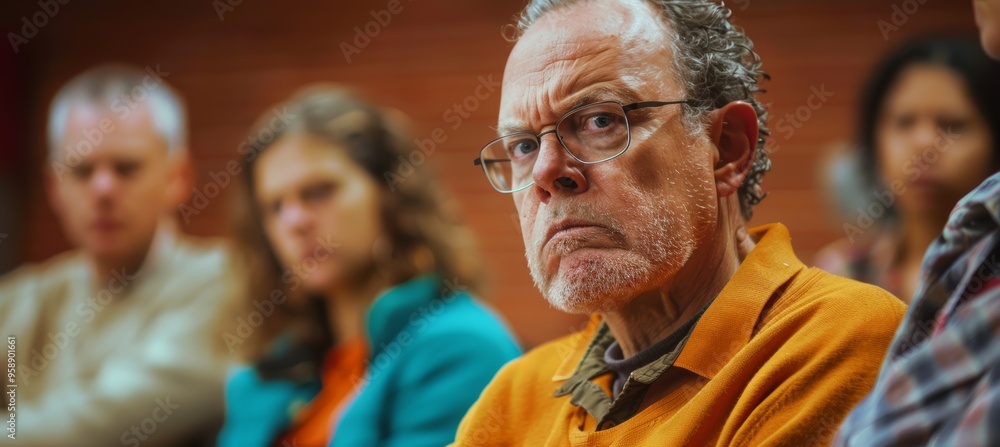 Obraz premium Intense Debate Over Religious Beliefs in Community Center