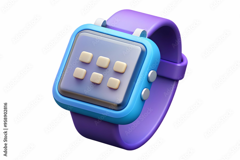 Flat Smartwatch Displaying Holographic Calendar Concept | Futuristic Business Technology Illustration with Copy Space in Vector Flat Smartwatch Displaying Holographic Calendar Concept | Futuristic Business Technology Illustration with Copy Space in Vector