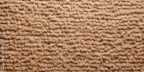 Tan close-up of monochrome carpet texture background from above. Texture tight weave carpet blank empty pattern with copy space for product design