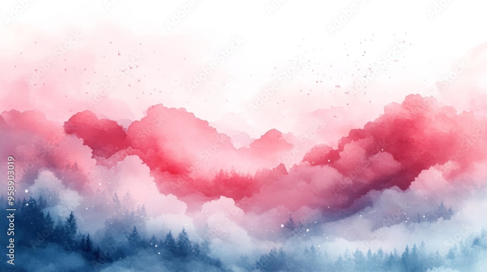 Dreamy Watercolor Mountain Landscape Generative AI Dreamy Watercolor Mountain Landscape Generative AI