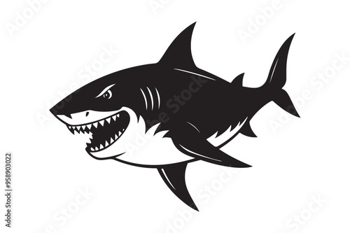 Shark silhouette vector illustration, Shark silhouette vector, shark silhouette printable