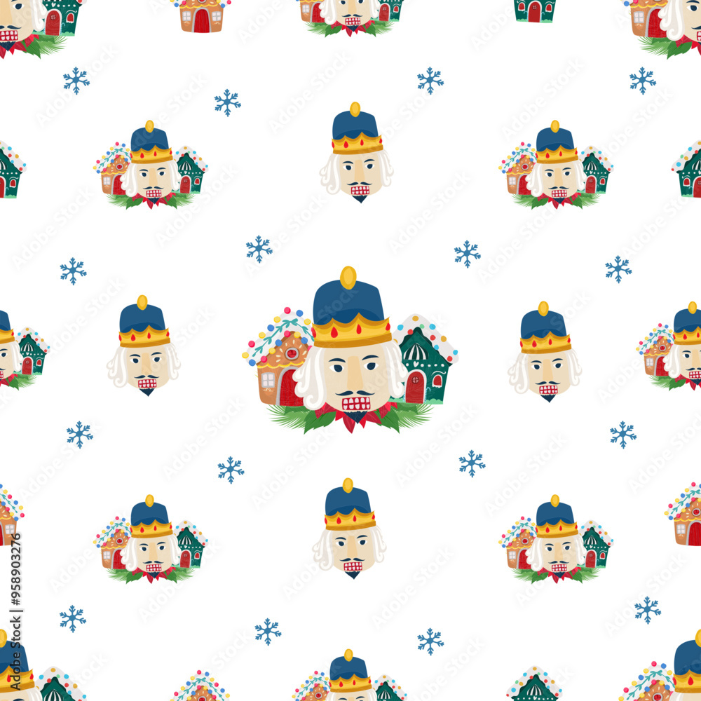 Christmas nutcracker seamless pattern background.
Christmas nutcracker seamless pattern background.