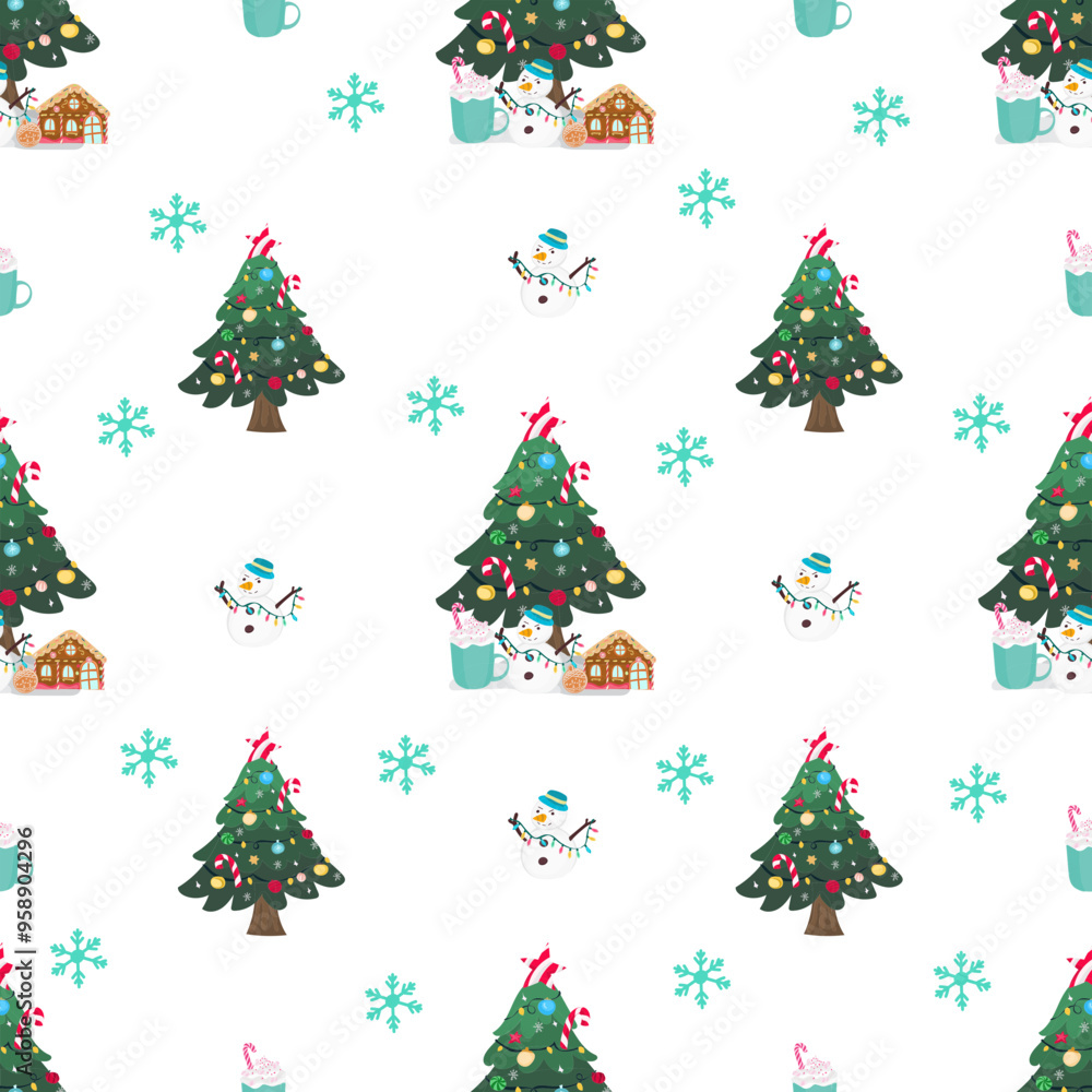 Christmas tree seamless pattern background.
Christmas tree seamless pattern background.