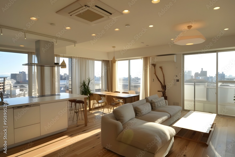 Modern Open Plan Living Room With Kitchen and Dining Area Modern Open Plan Living Room With Kitchen and Dining Area