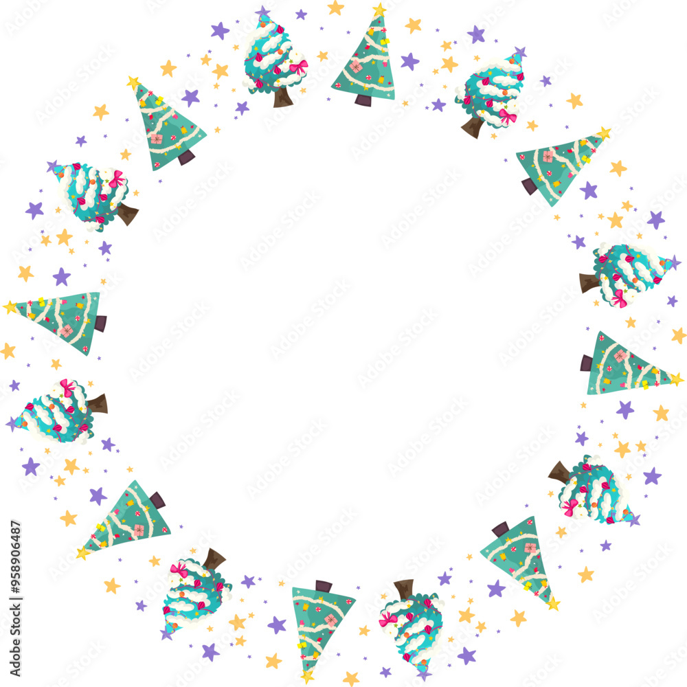 Christmas tree frame illustration on transparent background.
Christmas tree frame illustration on transparent background.