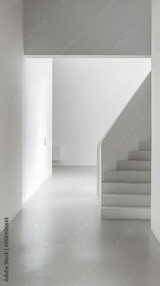 Modern White Staircase in a Minimalist Interior Design Modern White Staircase in a Minimalist Interior Design