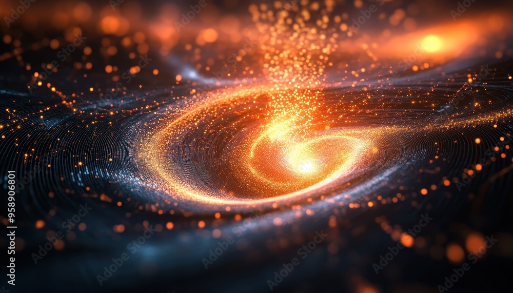 Digital Infinity: Quantum Computing Core Illuminated by Glowing Particles and Data Streams in Abstract Landscape Digital Infinity: Quantum Computing Core Illuminated by Glowing Particles and Data Streams in Abstract Landscape