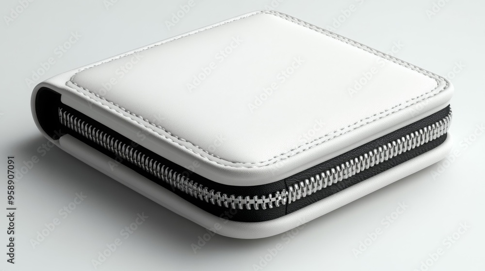 Sleek White Leather Wallet with Zipper – Generative AI Sleek White Leather Wallet with Zipper – Generative AI