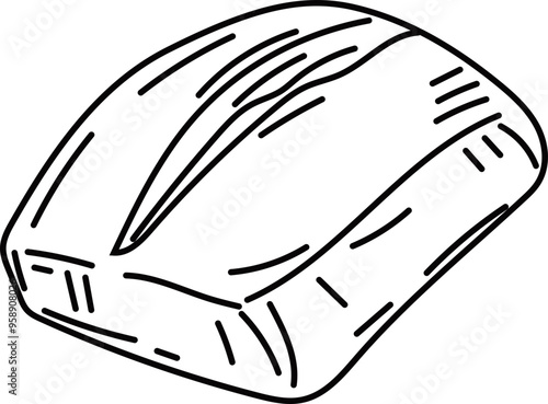 Hand drawn pita bread illustration on transparent background.
