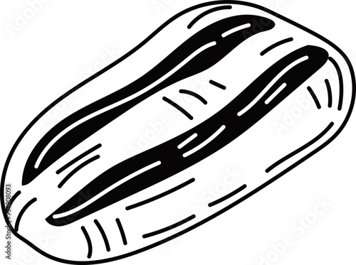 Hand drawn pita bread illustration on transparent background.
