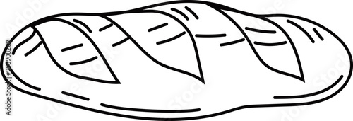 Hand drawn baguette illustration on transparent background.
