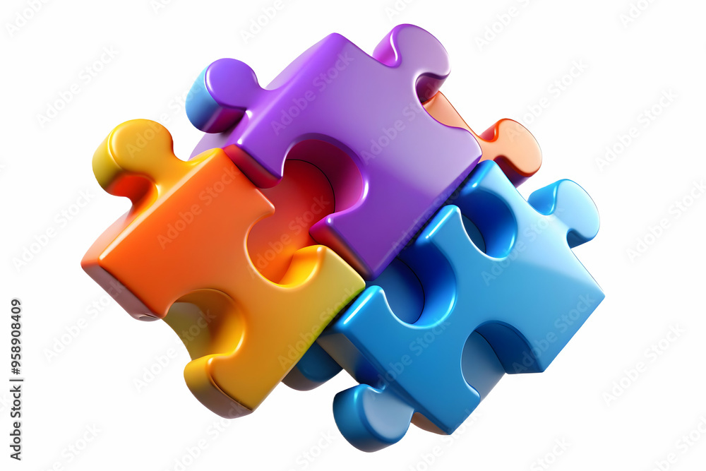 Dynamic Glowing Puzzle Pieces Colliding in Vibrant Harmony: Symbolizing Problem Solving and Operational Management - Abstract Stock Photo Concept Dynamic Glowing Puzzle Pieces Colliding in Vibrant Harmony: Symbolizing Problem Solving and Operational Management - Abstract Stock Photo Concept