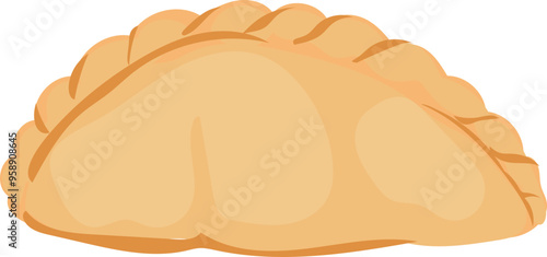 Cartoon curry puff doodle illustration on transparent background.
