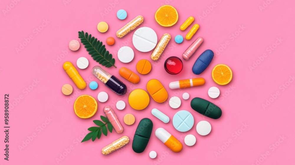 Vitality and wellness, vitamins as key, flat design illustration Vitality and wellness, vitamins as key, flat design illustration