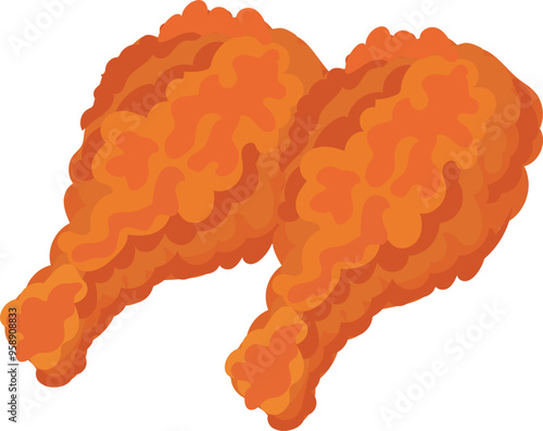 Cartoon fried chicken doodle illustration on transparent background.
