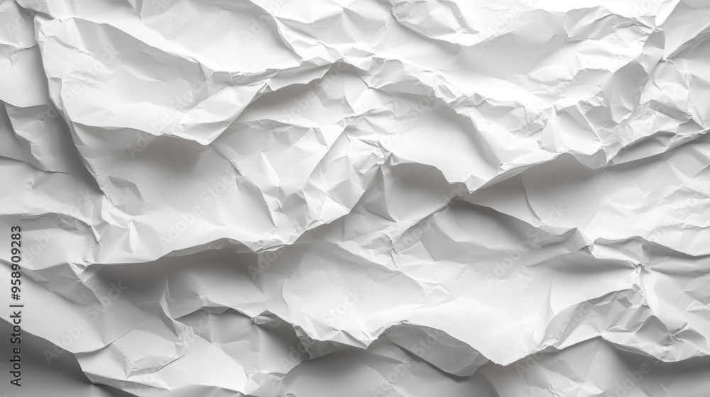 Crumpled White Paper Texture Background Generative AI Crumpled White Paper Texture Background Generative AI