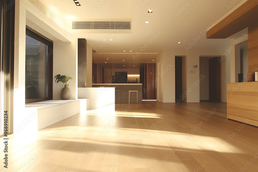 Modern Minimalist Interior Design with Natural Light and Wooden Floor Modern Minimalist Interior Design with Natural Light and Wooden Floor