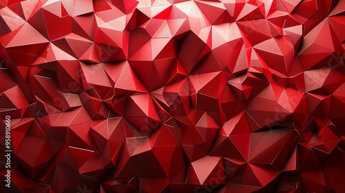 Abstract Red Polygonal Pattern