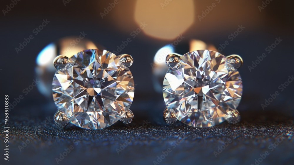 Dazzling Diamond Earrings on Dark Background Dazzling Diamond Earrings on Dark Background