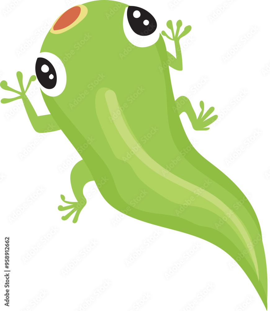 Obraz premium Cartoon tadpole illustration on transparent background.