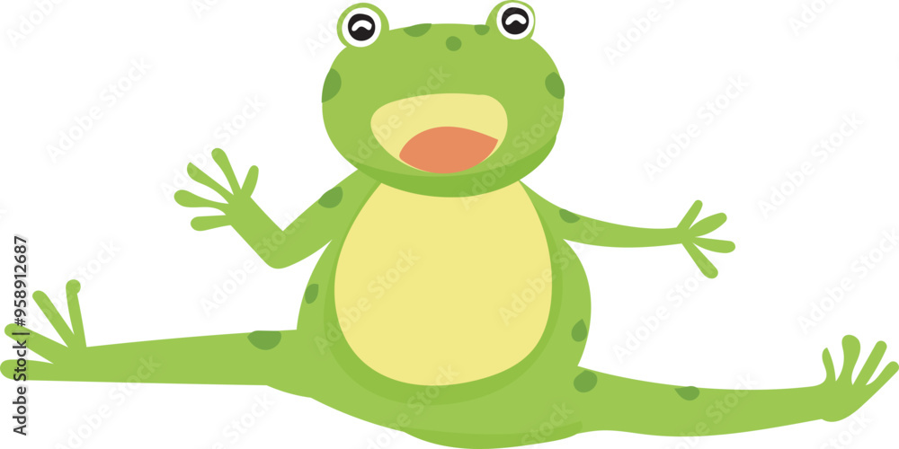 Fototapeta premium Cartoon frog illustration on transparent background. 