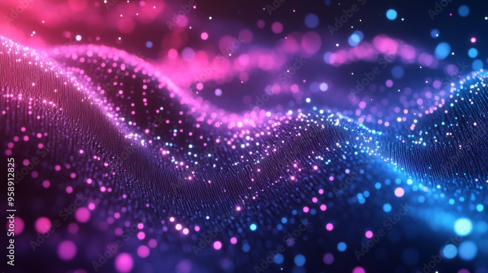 Fototapeta premium Abstract Wave of Glowing Particles