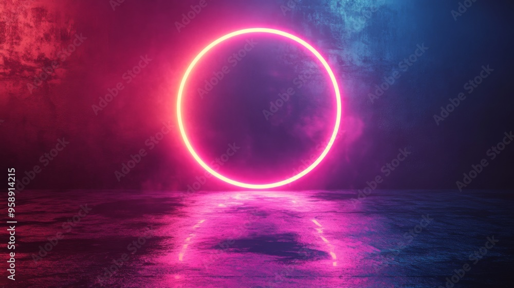Neon Light Oval Abstract Background Neon Light Oval Abstract Background