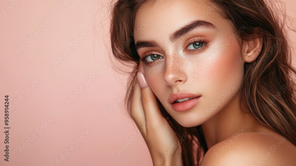 Close-up Portrait of a Young Woman with Natural Makeup and Soft Lighting Close-up Portrait of a Young Woman with Natural Makeup and Soft Lighting