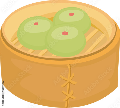 Chinese dimsum illustration on transparent background.
