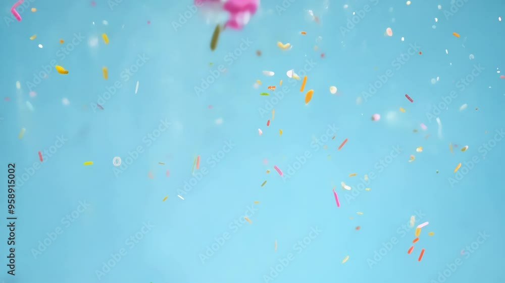 Colorful Confetti on Blue Background Colorful Confetti on Blue Background