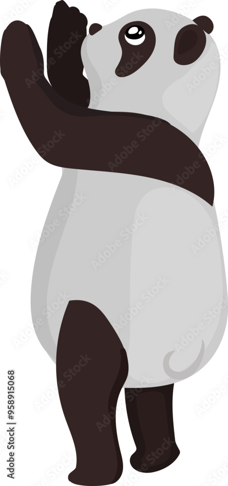Fototapeta premium Cartoon cute panda illustration on transparent background. 