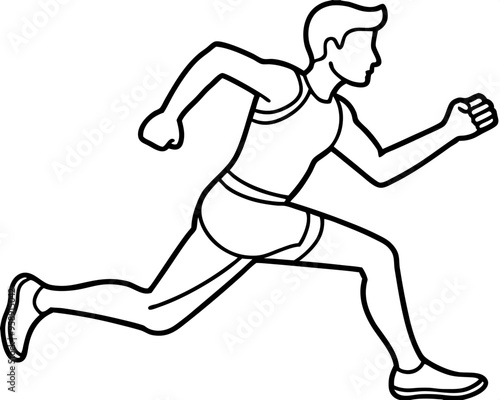 human running icon line art vector illustration