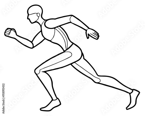 human running icon line art vector illustration