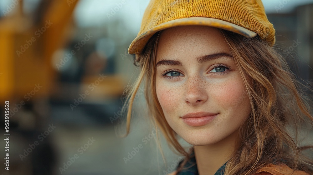 young woman worker on the construction site young woman worker on the construction site