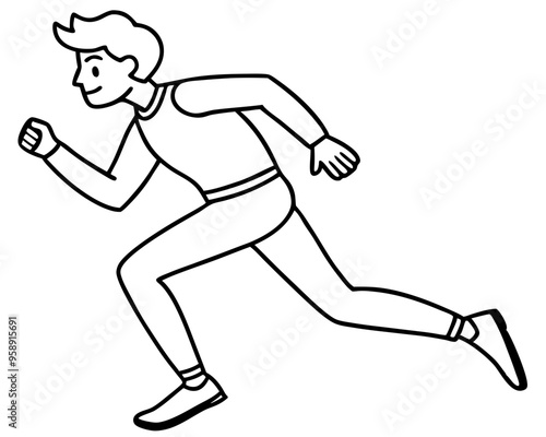 human running icon line art vector illustration