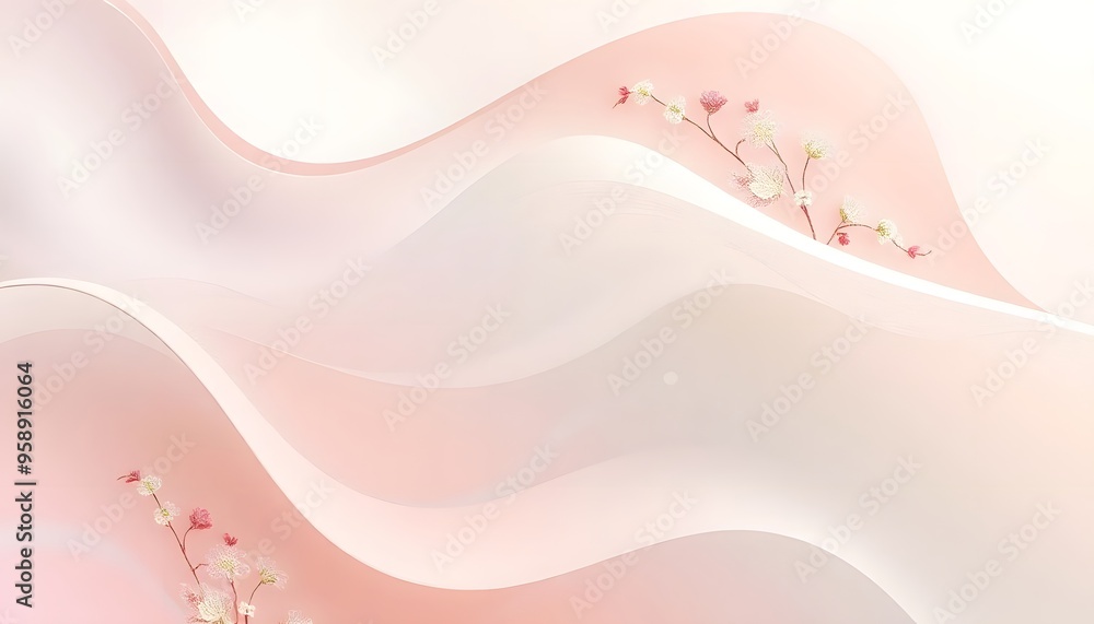 Soft, flowing pink and white fabric with delicate, ethereal folds and waves Soft, flowing pink and white fabric with delicate, ethereal folds and waves