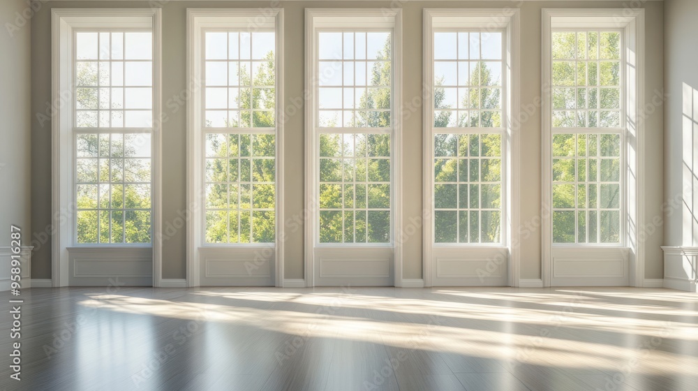 Fototapeta premium Sunlight Streaming Through Large Windows