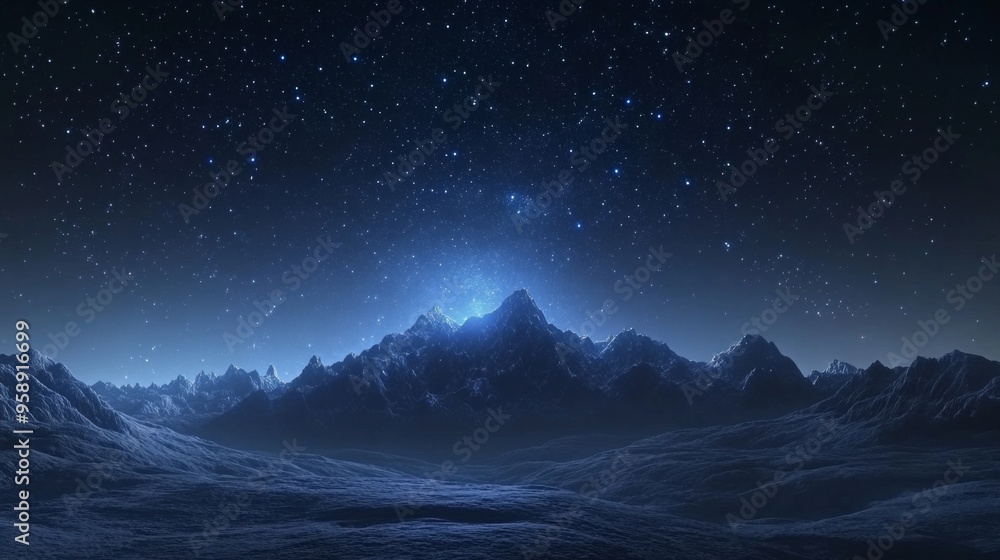 Starry Night Over Snowy Mountains Starry Night Over Snowy Mountains