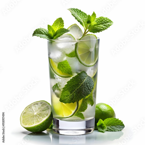 classic cooling mojito with white background